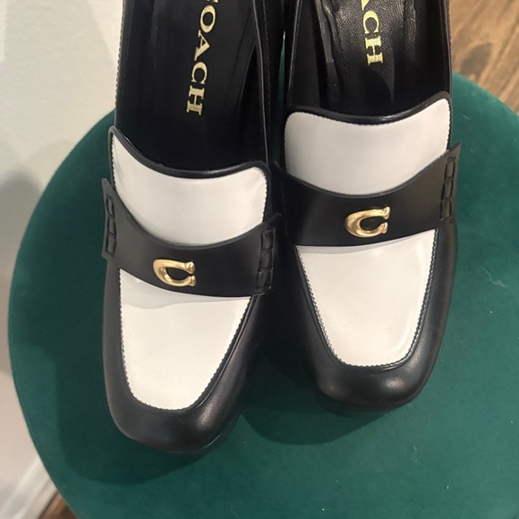 Coach Black and White Platform Loafers - Picture 5 of 6